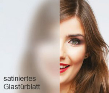 Preview: Zargenloses Schiebetür-Komplettset UNICO EF Trockenbau - inkl. Glastürblatt & Edelstahl-Stangengriff Preview: Satniertes Glastürblatt für Schiebetüren in der Wand laufend.